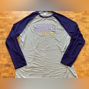 NFL Minnesota Vikings Long Sleeve Gray and Purple Sleep Shirt- Men’s Size XL